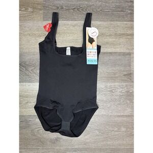 assets spanx shaping open bust panty bodysuit, black size 1x